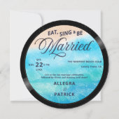 熱帯ビーチミュージシャンオールワンフォト結婚QR 招待状 (正面)