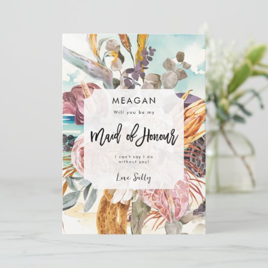 熱帯ビーチメイド・オブ・オーナー(花嫁付き添い人)提案カード 案内状 (スタンド正面)