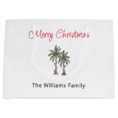 熱帯ビーチメリークリスマスパームツリーズ ラージペーパーバッグ (正面)