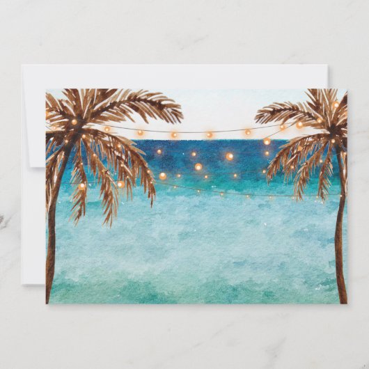 熱帯ビーチモダンは日付の写真カードを保存する 招待状 (裏面)