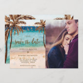 熱帯ビーチモダンは日付の写真カードを保存する 招待状 (正面/裏面)