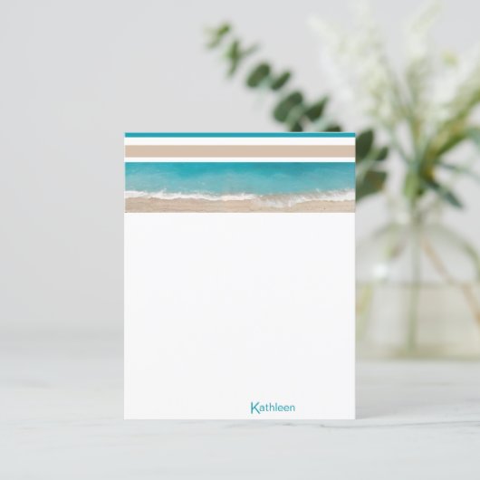 熱帯ビーチモノグラムパーソナライズされた文具 (スタンド正面)