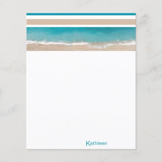 熱帯ビーチモノグラムパーソナライズされた文具 (正面)