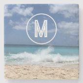 熱帯ビーチモノグラム ストーンコースター (正面)