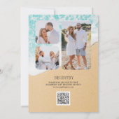 熱帯ビーチライトフォトQRコードブライダルシャワー 招待状 (裏面)