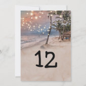 熱帯ビーチライト5 x 7テーブル番号 招待状 (裏面)