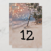 熱帯ビーチライト5 x 7テーブル番号 招待状 (正面/裏面)