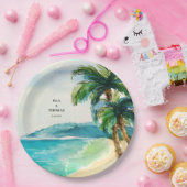 熱帯ビーチラグーン | Palm Tree Paradise 結婚's ペーパープレート (パーティー)