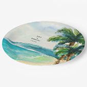 熱帯ビーチラグーン | Palm Tree Paradise 結婚's ペーパープレート (アングル)