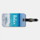 熱帯ビーチリラックスターコイズブルー海シーフォーム ラゲッジタグ (裏面横)