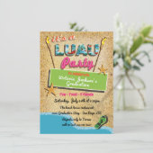 熱帯ビーチルアウ(ハワイ式宴会)パーティの招待状 招待状 (スタンド正面)