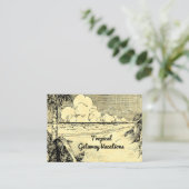 熱帯ビーチヴィンテージアートカスタムビジネスカード コーリングカード (スタンド正面)