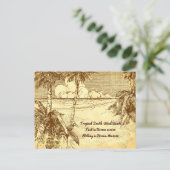 熱帯ビーチヴィンテージエッチング試験はがき ポストカード (スタンド正面)