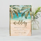 熱帯ビーチ光モダン結婚式招待状 招待状 (スタンド正面)
