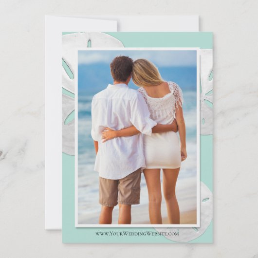 熱帯ビーチ写真海ガラス砂ドル 招待状 (裏面)