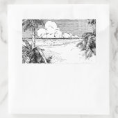 熱帯ビーチ南風ヴィンテージエッチングシール 長方形シール (バッグ)