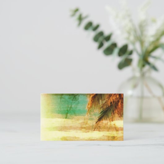 熱帯ビーチ名刺テンプレートのパーム離れ 名刺 (スタンド正面)