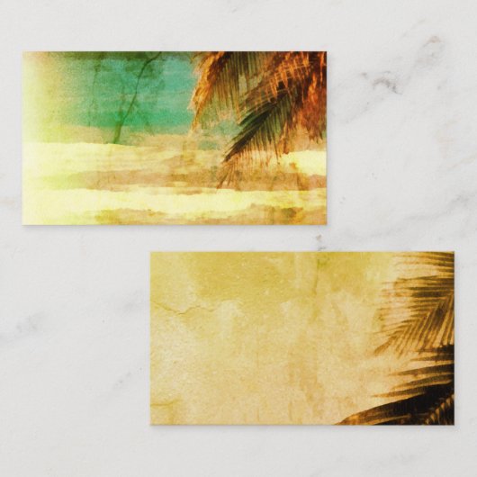 熱帯ビーチ名刺テンプレートのパーム離れ 名刺 (正面/裏面)