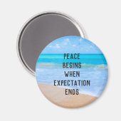 熱帯ビーチ場面の感動的な引用文 マグネット (正面/裏面)