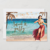 熱帯ビーチ場面菓子16のパーティの招待状 招待状 (正面)
