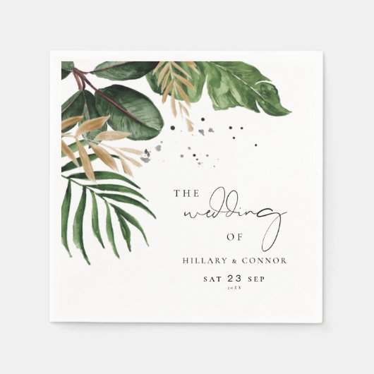 熱帯ビーチ夏のエレガントな結婚式 スタンダードカクテルナプキン (正面)