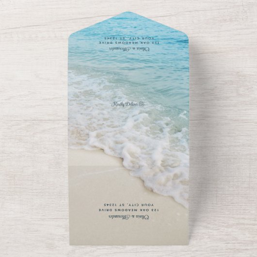 熱帯ビーチ夏の目的地の結婚式 オールインワン招待状 (外側)