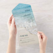 熱帯ビーチ夏の目的地の結婚式 オールインワン招待状 (貼ってはがせる)