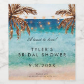 熱帯ビーチ夏ブライダルシャワーボトル ワインラベル (シングルラベル)