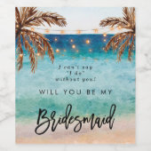 熱帯ビーチ夏ブライダル提案ボトル ワインラベル (シングルラベル)