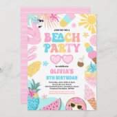 熱帯ビーチ夏海誕生会 招待状 (正面/裏面)