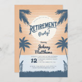 熱帯ビーチ夕日の退職パーティー 招待状 (正面/裏面)