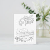 熱帯ビーチ大人着色はがき ポストカード (スタンド正面)