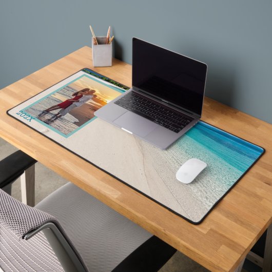 熱帯ビーチ年月日写真テンプレート デスクマット (オフィス2)