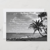 熱帯ビーチ招待状(白黒) 招待状 (裏面)