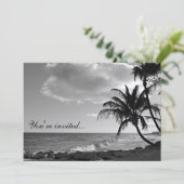 熱帯ビーチ招待状(白黒) 招待状 (スタンド正面)