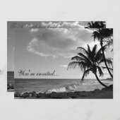 熱帯ビーチ招待状(白黒) 招待状 (正面/裏面)