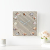 熱帯ビーチ時計。砂浜のビーチ スクエア壁時計 (ホーム)