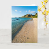 熱帯ビーチ景観、フィジー カード (黄色い花)