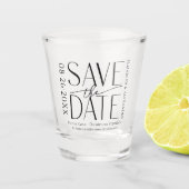 熱帯ビーチ書道結婚式の日付を保存 ショットグラス (正面)