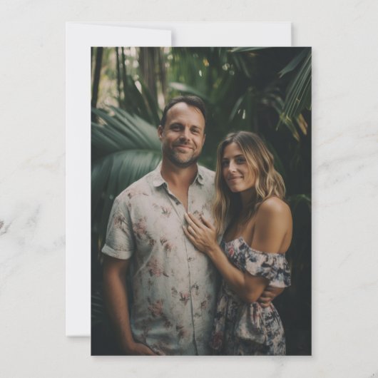 熱帯ビーチ水の色の目的地の結婚式 セーブザデート (裏面)