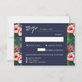 熱帯ビーチ水色の食事の選択海軍 出欠カード (正面)