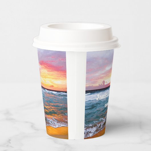 熱帯ビーチ沿岸の目的地サマー結婚ズ 紙コップ (右)