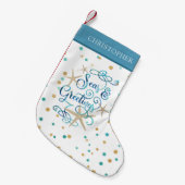 熱帯ビーチ沿岸季節のごあいさつヒトデ スモールクリスマスストッキング (正面 (吊り時))