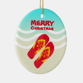 熱帯ビーチ波浪メリークリスマス セラミックオーナメント (右)