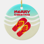 熱帯ビーチ波浪メリークリスマス セラミックオーナメント (裏面)