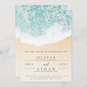 熱帯ビーチ波結婚式招待状テンプレート 招待状 (正面/裏面)