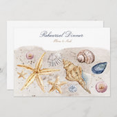 熱帯ビーチ海シェルリハーサルディナーカード サンキューカード (正面/裏面)