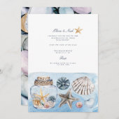 熱帯ビーチ海シェル婚約招待状 招待状 (正面/裏面)