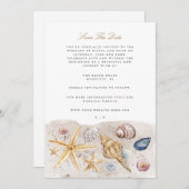 熱帯ビーチ海シェル日付カードを保存 案内状 (正面/裏面)