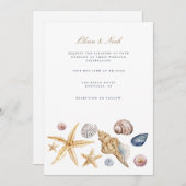 熱帯ビーチ海シェル結婚式招待状カード 招待状 (正面/裏面)